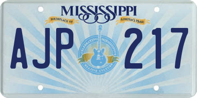 MS license plate AJP217