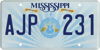 MS license plate AJP231
