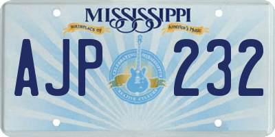 MS license plate AJP232