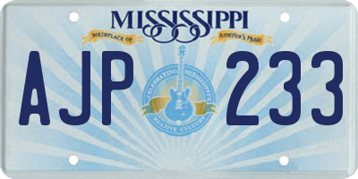 MS license plate AJP233