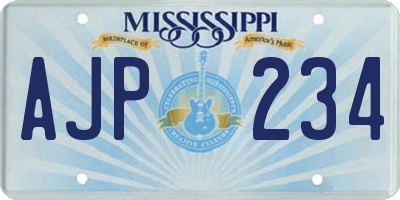 MS license plate AJP234