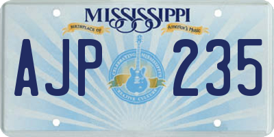 MS license plate AJP235