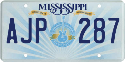 MS license plate AJP287
