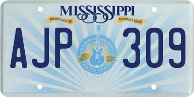 MS license plate AJP309