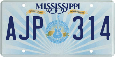 MS license plate AJP314