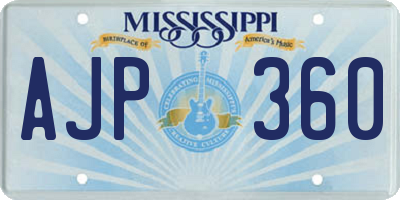 MS license plate AJP360