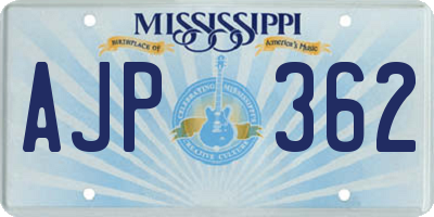 MS license plate AJP362