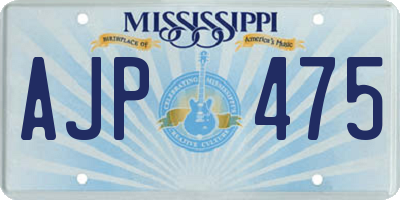 MS license plate AJP475