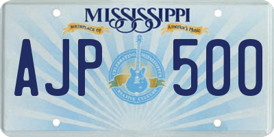 MS license plate AJP500