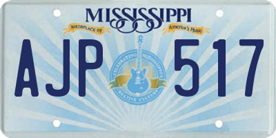 MS license plate AJP517