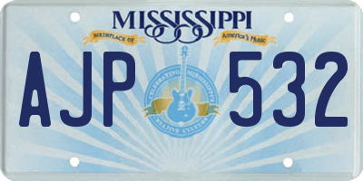 MS license plate AJP532