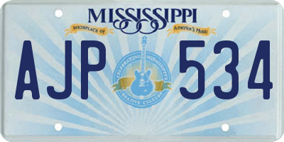 MS license plate AJP534