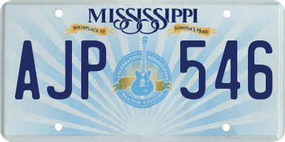 MS license plate AJP546