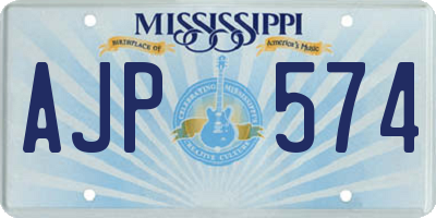 MS license plate AJP574
