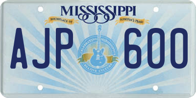 MS license plate AJP600