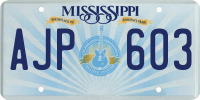 MS license plate AJP603