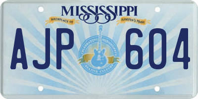 MS license plate AJP604