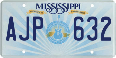MS license plate AJP632