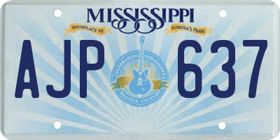 MS license plate AJP637