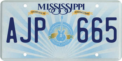MS license plate AJP665