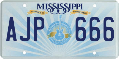 MS license plate AJP666