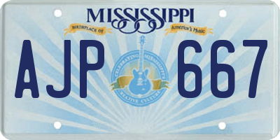 MS license plate AJP667