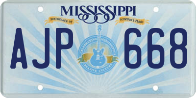 MS license plate AJP668