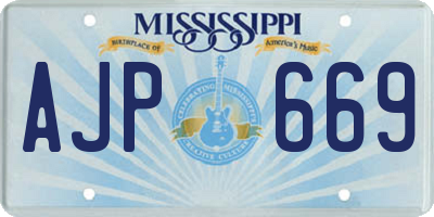MS license plate AJP669