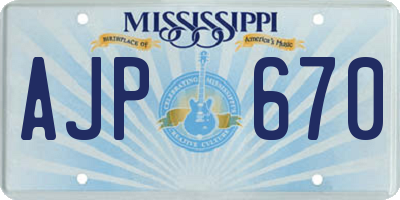 MS license plate AJP670