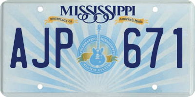 MS license plate AJP671