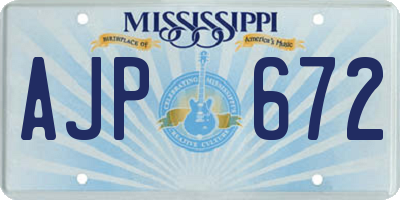 MS license plate AJP672