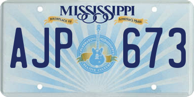 MS license plate AJP673