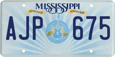 MS license plate AJP675