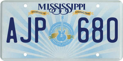MS license plate AJP680