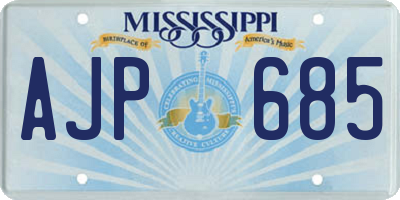 MS license plate AJP685