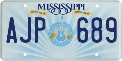 MS license plate AJP689