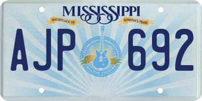 MS license plate AJP692