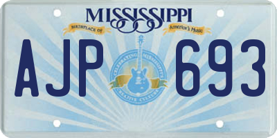 MS license plate AJP693