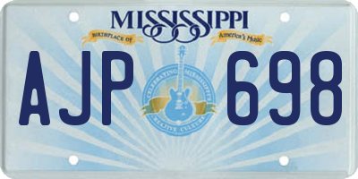 MS license plate AJP698