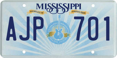 MS license plate AJP701