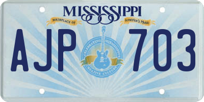 MS license plate AJP703