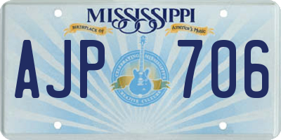 MS license plate AJP706