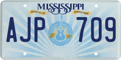 MS license plate AJP709