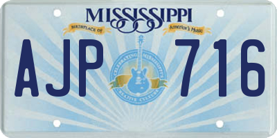 MS license plate AJP716