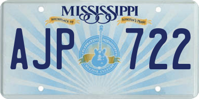 MS license plate AJP722
