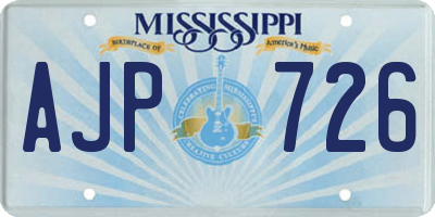 MS license plate AJP726