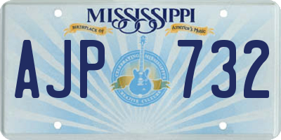 MS license plate AJP732