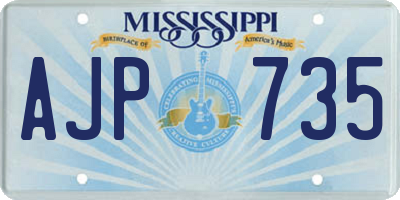 MS license plate AJP735