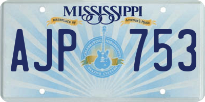 MS license plate AJP753