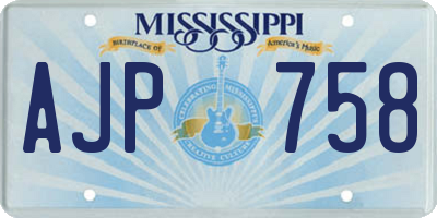 MS license plate AJP758